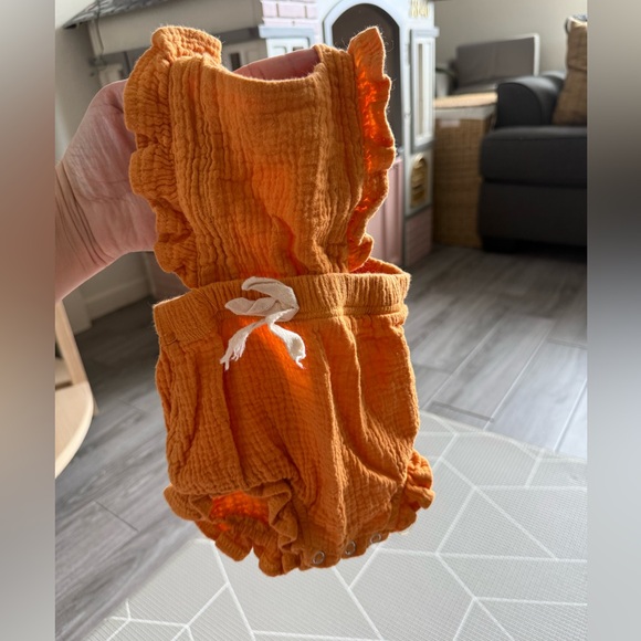 Orange Ruffled Baby Romper - Picture 2 of 5